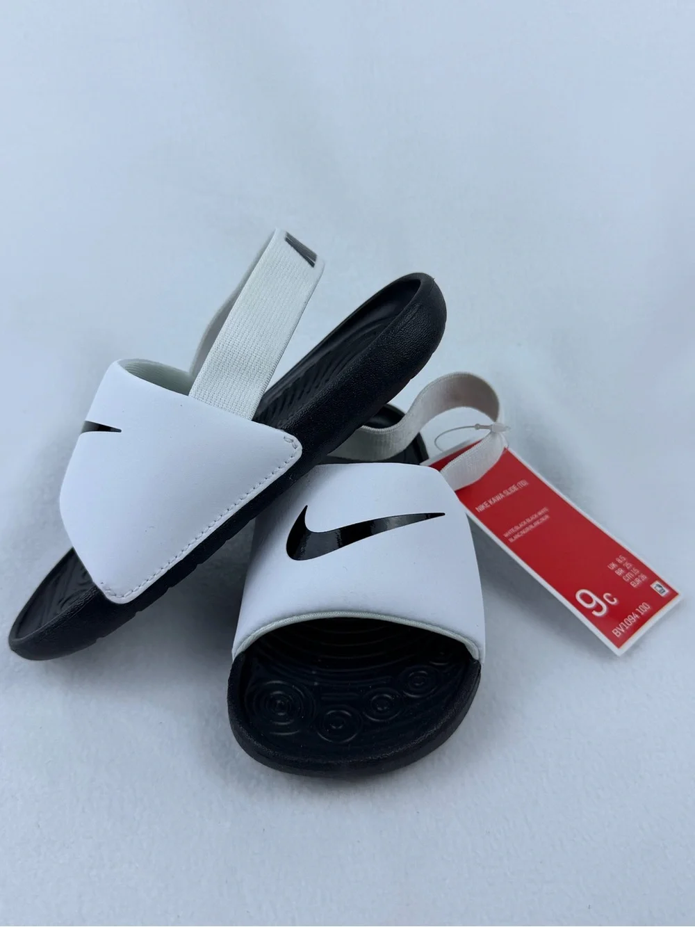 NWT Nike Kawa Slides (TD) – Black & White – Toddler Size 9c